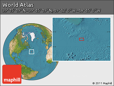 Satellite Location Map of the Area around 39° 30' 19" N, 49° 13' 30" W