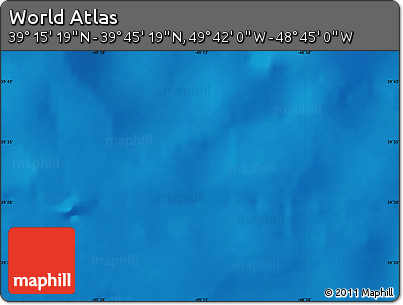 Physical Map of the Area around 39° 30' 19" N, 49° 13' 30" W