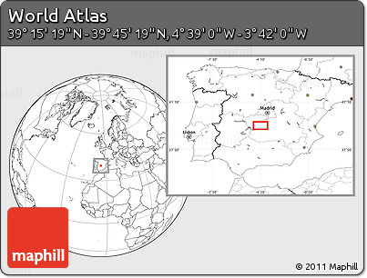 Blank Location Map of the Area around 39° 30' 19" N, 4° 10' 30" W