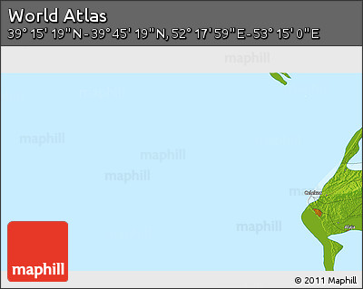 Physical 3D Map of the Area around 39° 30' 19" N, 52° 46' 29" E