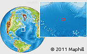 Physical Location Map of the area around 39° 30' 19" N, 55° 10' 29" W