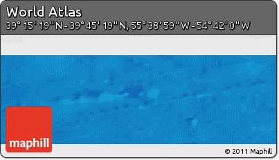 Shaded Relief Panoramic Map of the Area around 39° 30' 19" N, 55° 10' 29" W