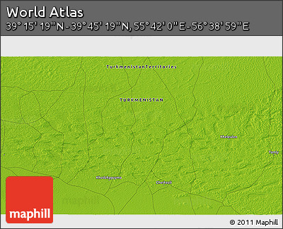 Physical 3D Map of the Area around 39° 30' 19" N, 56° 10' 29" E