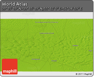 Physical 3D Map of the Area around 39° 30' 19" N, 56° 10' 29" E