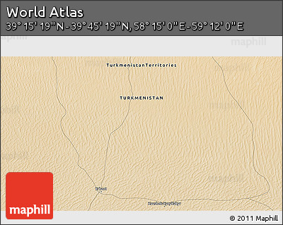 Satellite 3D Map of the Area around 39° 30' 19" N, 58° 43' 30" E