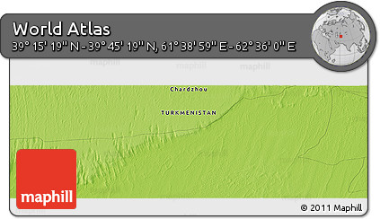 Physical Panoramic Map of the Area around 39° 30' 19" N, 62° 7' 30" E