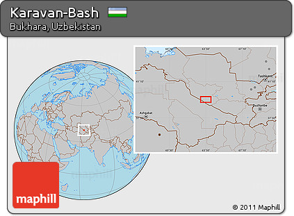 Gray Location Map of Karavan-Bash