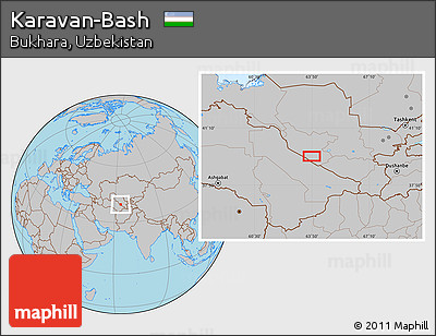 Gray Location Map of Karavan-Bash