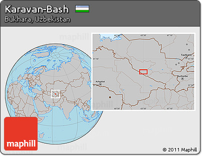 Gray Location Map of Karavan-Bash