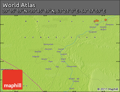 Physical Map of the Area around 39° 30' 19" N, 63° 49' 30" E