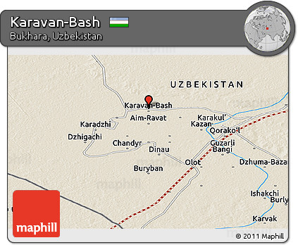 Shaded Relief Panoramic Map of Karavan-Bash