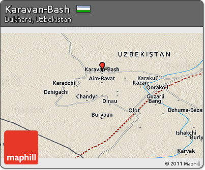 Shaded Relief Panoramic Map of Karavan-Bash