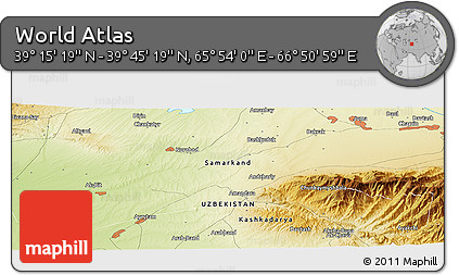 Physical Panoramic Map of the Area around 39° 30' 19" N, 66° 22' 30" E