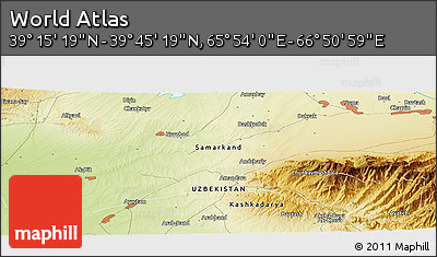 Physical Panoramic Map of the Area around 39° 30' 19" N, 66° 22' 30" E