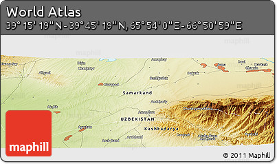Physical Panoramic Map of the Area around 39° 30' 19" N, 66° 22' 30" E