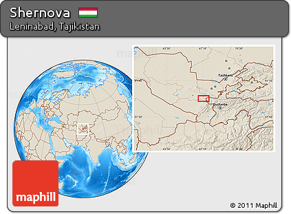 Shaded Relief Location Map of Shernova