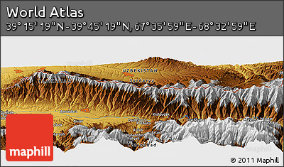 Physical Panoramic Map of the Area around 39° 30' 19" N, 68° 4' 29" E