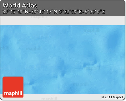 Physical 3D Map of the Area around 39° 30' 19" N, 6° 1' 30" E