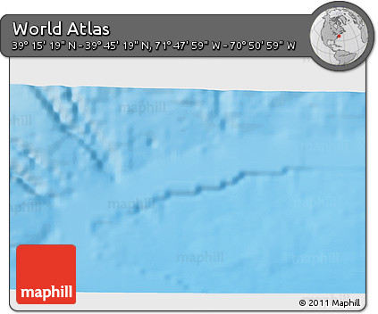 Physical 3D Map of the Area around 39° 30' 19" N, 71° 19' 29" W