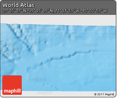 Physical 3D Map of the Area around 39° 30' 19" N, 71° 19' 29" W