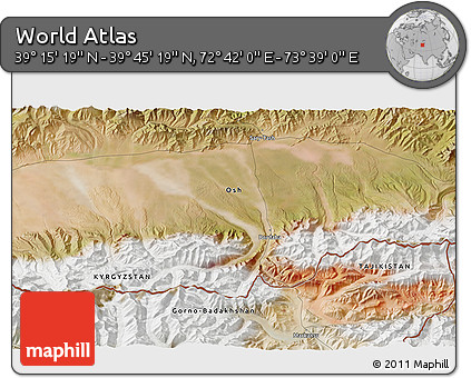Satellite 3D Map of the Area around 39° 30' 19" N, 73° 10' 30" E