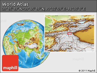Physical Location Map of the Area around 39° 30' 19" N, 74° 1' 30" E