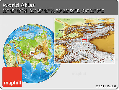 Physical Location Map of the Area around 39° 30' 19" N, 74° 1' 30" E