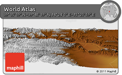 Physical Panoramic Map of the Area around 39° 30' 19" N, 74° 52' 30" E