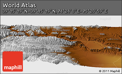 Physical Panoramic Map of the Area around 39° 30' 19" N, 74° 52' 30" E