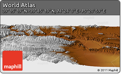 Physical Panoramic Map of the Area around 39° 30' 19" N, 74° 52' 30" E