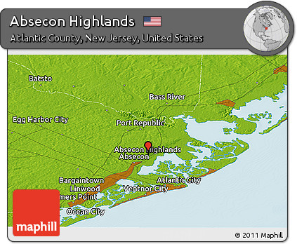 Physical Panoramic Map of Absecon Highlands