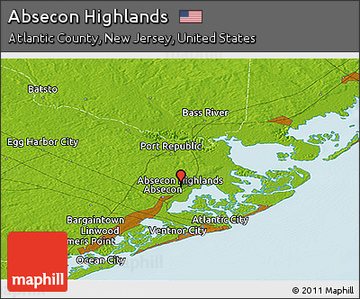 Physical Panoramic Map of Absecon Highlands