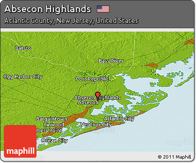 Physical Panoramic Map of Absecon Highlands
