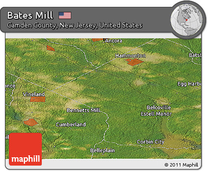 Satellite Panoramic Map of Bates Mill