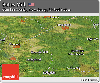 Satellite Panoramic Map of Bates Mill