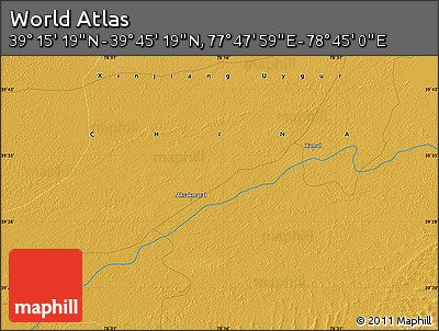 Physical Map of the Area around 39° 30' 19" N, 78° 16' 30" E