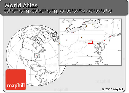 Blank Location Map of the Area around 39° 30' 19" N, 78° 7' 30" W