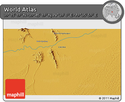 Physical 3D Map of the Area around 39° 30' 19" N, 79° 7' 30" E