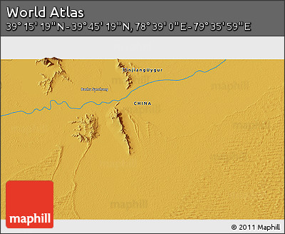 Physical 3D Map of the Area around 39° 30' 19" N, 79° 7' 30" E