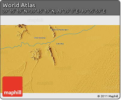 Physical 3D Map of the Area around 39° 30' 19" N, 79° 7' 30" E