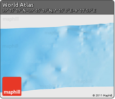 Physical 3D Map of the Area around 39° 30' 19" N, 7° 43' 29" E