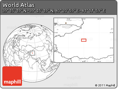 Blank Location Map of the Area around 39° 30' 19" N, 80° 49' 29" E