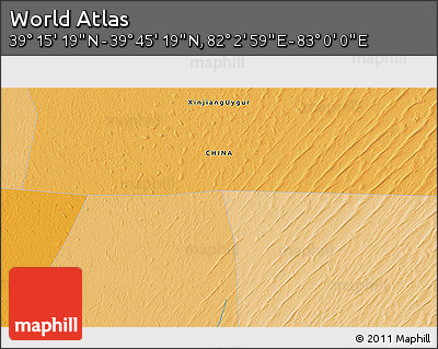 Political 3D Map of the Area around 39° 30' 19" N, 82° 31' 30" E
