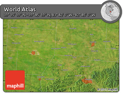 Satellite Map of the Area around 39° 30' 19" N, 83° 13' 29" W