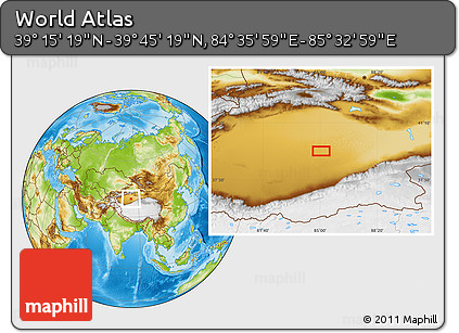 Physical Location Map of the Area around 39° 30' 19" N, 85° 4' 29" E
