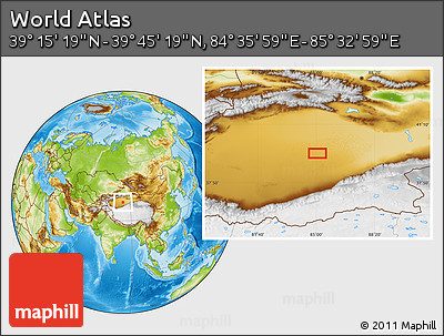 Physical Location Map of the Area around 39° 30' 19" N, 85° 4' 29" E