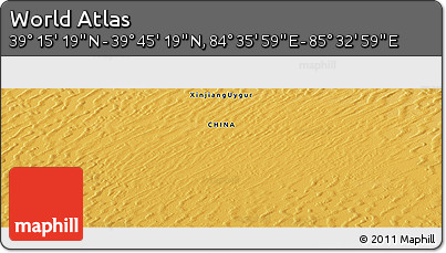 Physical Panoramic Map of the Area around 39° 30' 19" N, 85° 4' 29" E