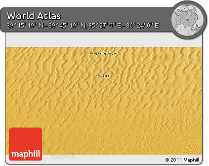Physical 3D Map of the Area around 39° 30' 19" N, 85° 55' 30" E