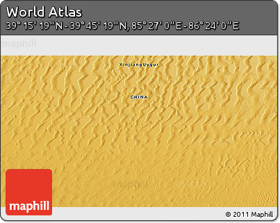 Physical 3D Map of the Area around 39° 30' 19" N, 85° 55' 30" E