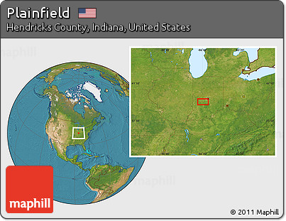 Satellite Location Map of Plainfield